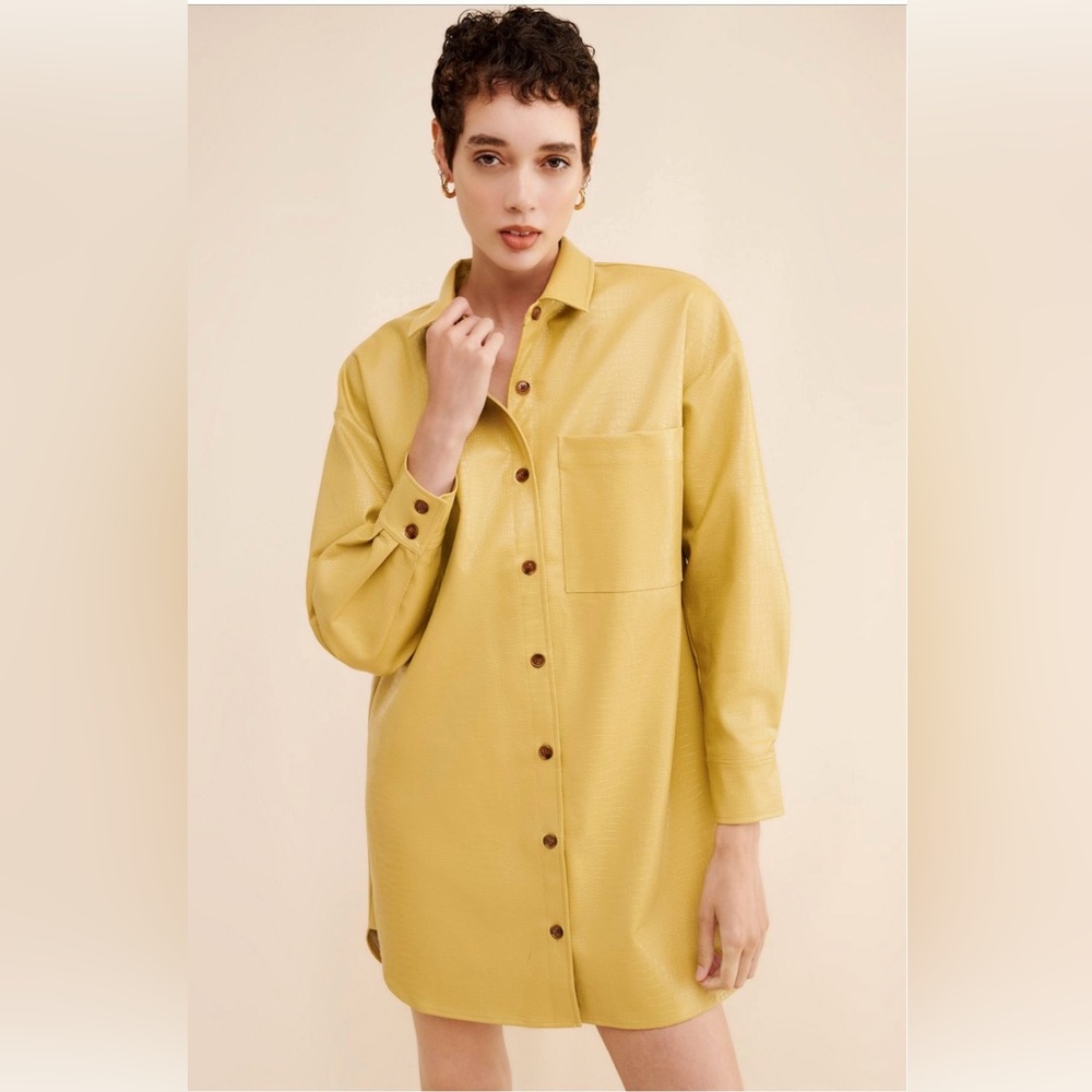 Anthropologie Sunday in Brooklyn vegan leather shirtdress, XS